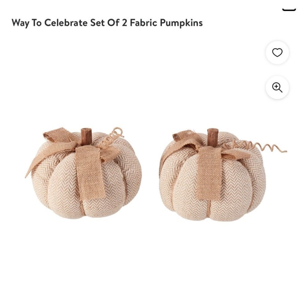 Way to Celebrate set of 2 Fabric Pumpkins